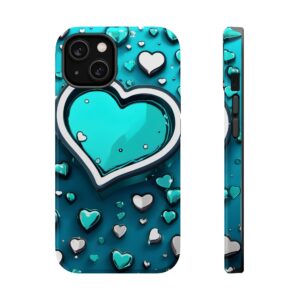 Teal Heart Magnetic Impact Phone Case — Shockproof, Stylish Protection