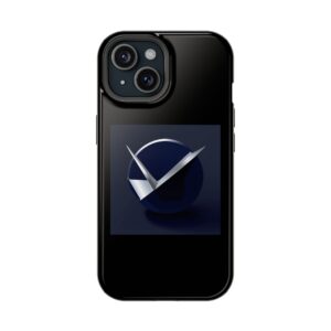 Magnetic Impact-Resistant Phone Case — Sleek Silver Check Emblem